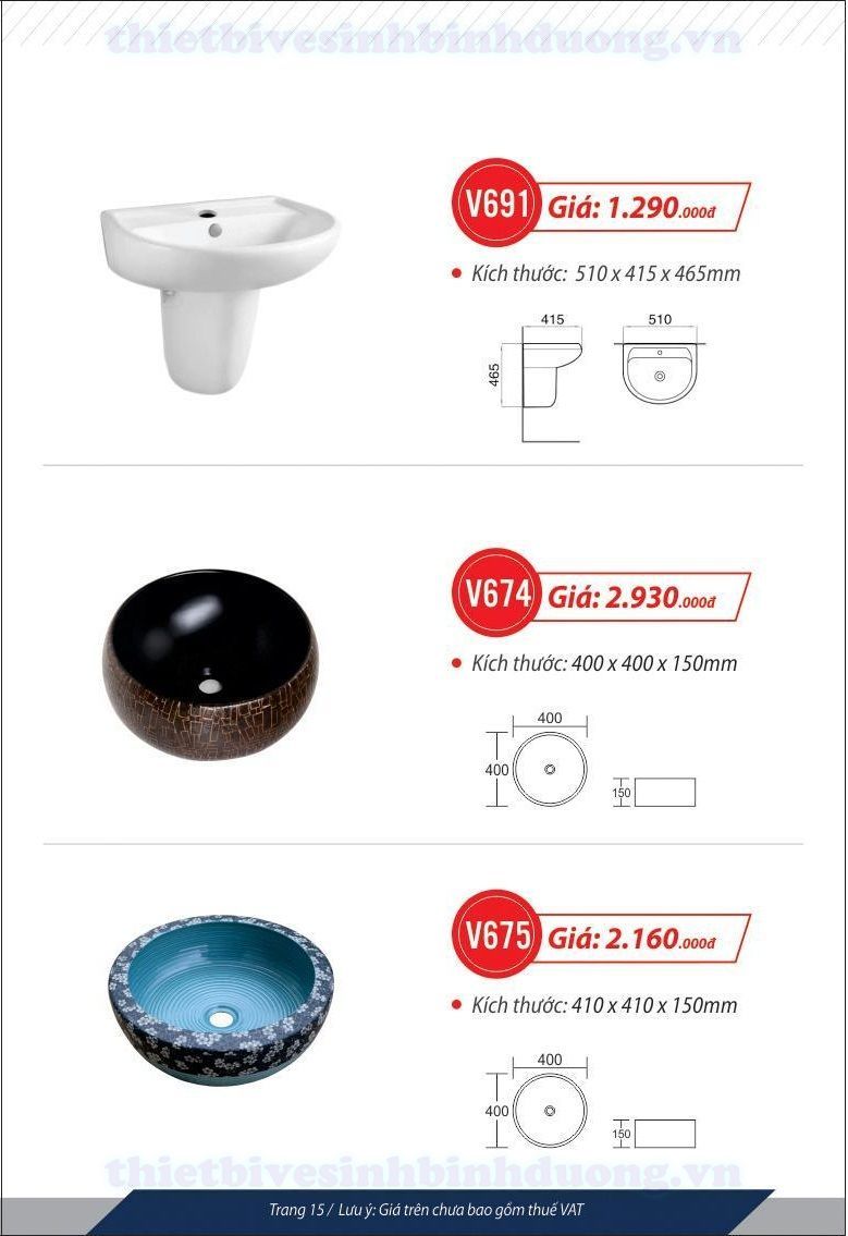 Lavabo cao cấp Vincy V675